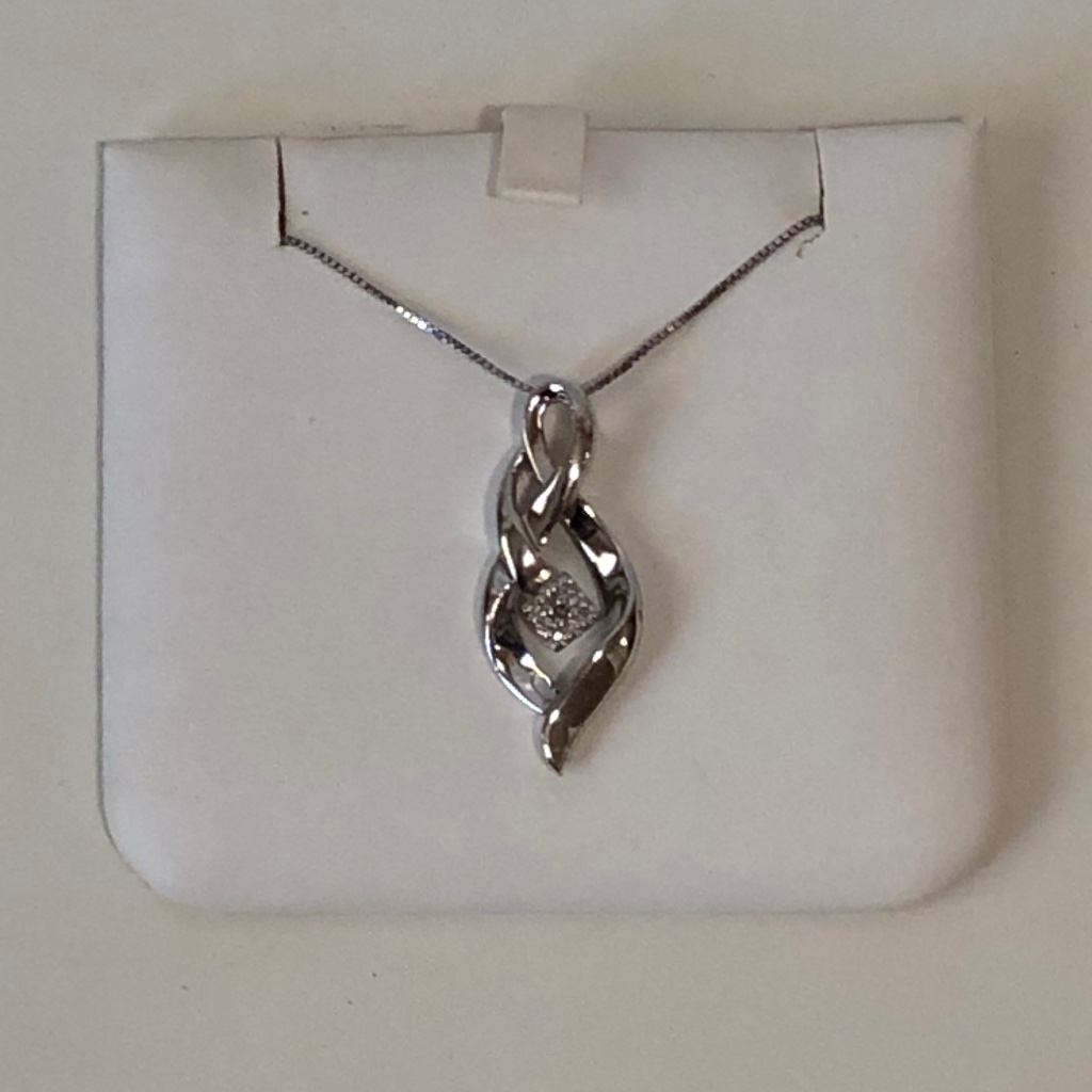 Sterling Silver Diamond Pendant Necklace 40$
